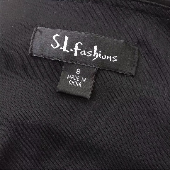 SL Fashions Dress Black Beaded Ruffle Tiered NWOT - Picture 7 of 8